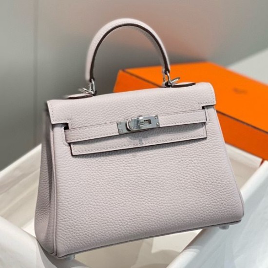 Miglior sito Replica Borsa Hermes Kelly 20cm/25cm malva pallido Clemence hardware argento Imitazioni Outlet Online