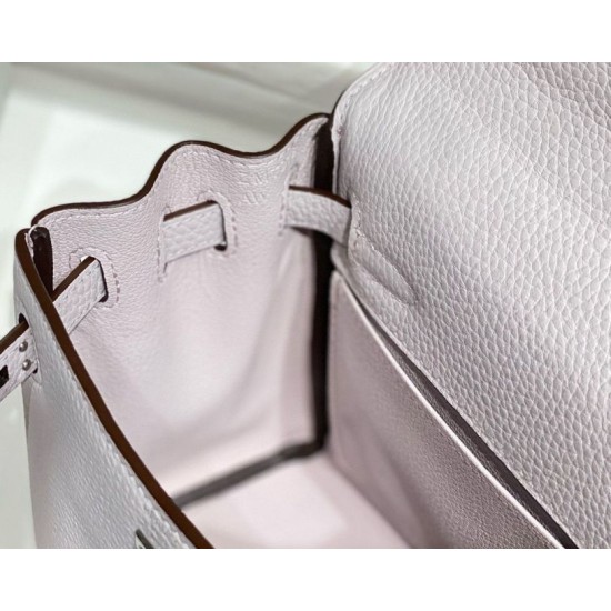 Miglior sito Replica Borsa Hermes Kelly 20cm/25cm malva pallido Clemence hardware argento Imitazioni Outlet Online