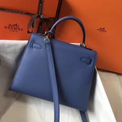 Miglior sito Replica Borse Hermes Kelly 25cm Sellier blu Epsom Imitazioni Outlet Online