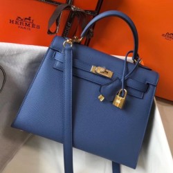 Miglior sito Replica Borse Hermes Kelly 25cm Sellier blu Epsom Imitazioni Outlet Online