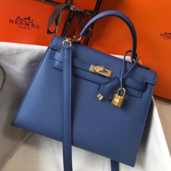 Miglior sito Replica Borse Hermes Kelly 25cm Sellier blu Epsom Imitazioni Outlet Online
