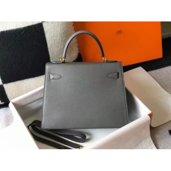Miglior sito Replica Borsa Hermes Kelly 28cm/32cm Ardesia Epsom hardware dorato Imitazioni Outlet Online