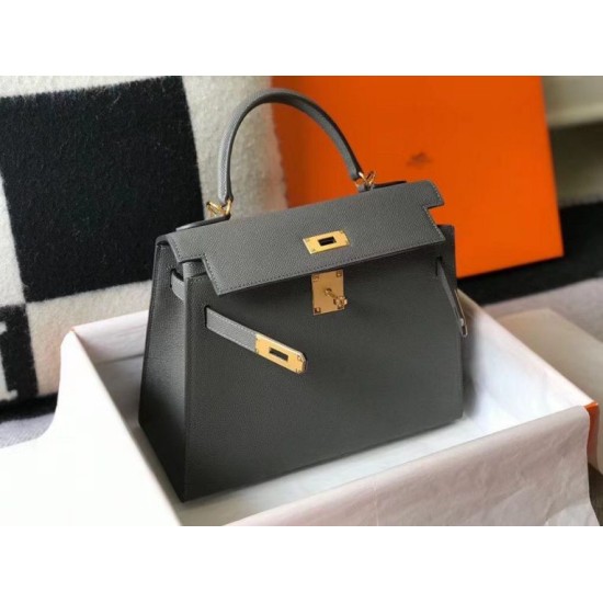 Miglior sito Replica Borsa Hermes Kelly 28cm/32cm Ardesia Epsom hardware dorato Imitazioni Outlet Online