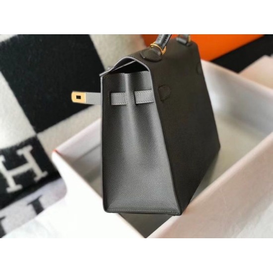 Miglior sito Replica Borsa Hermes Kelly 28cm/32cm Ardesia Epsom hardware dorato Imitazioni Outlet Online