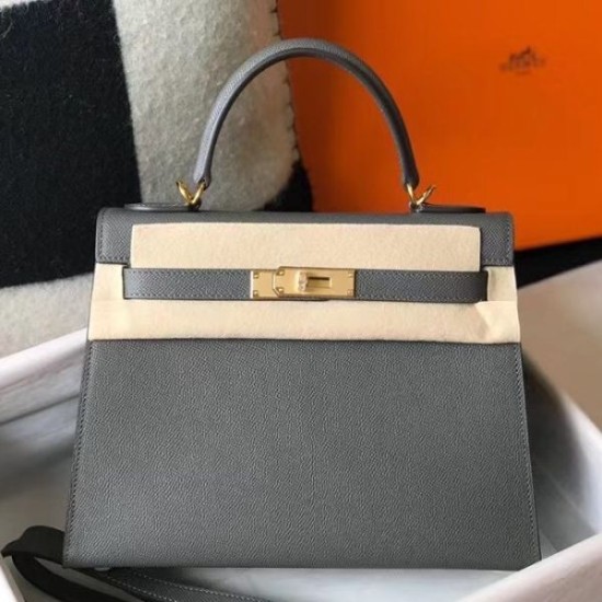 Miglior sito Replica Borsa Hermes Kelly 28cm/32cm Ardesia Epsom hardware dorato Imitazioni Outlet Online