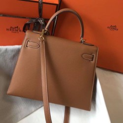 Miglior sito Replica Borsa Hermes Kelly 28cm/32cm marrone Epsom hardware dorato Imitazioni Outlet Online