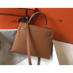 Miglior sito Replica Borsa Hermes Kelly 28cm/32cm marrone Epsom hardware dorato Imitazioni Outlet Online