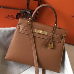 Miglior sito Replica Borsa Hermes Kelly 28cm/32cm marrone Epsom hardware dorato Imitazioni Outlet Online