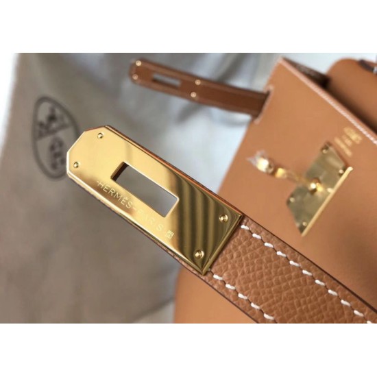 Miglior sito Replica Borsa Hermes Kelly 28cm/32cm marrone Epsom hardware dorato Imitazioni Outlet Online