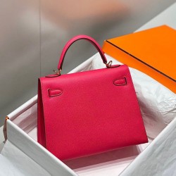 Miglior sito Replica Borsa Hermes Kelly 28cm/32cm Rosa Epsom hardware dorato Imitazioni Outlet Online