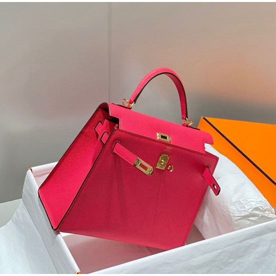 Miglior sito Replica Borsa Hermes Kelly 28cm/32cm Rosa Epsom hardware dorato Imitazioni Outlet Online
