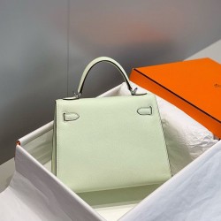 Miglior sito Replica Borsa Hermes Kelly 28cm verde chiaro Epsom hardware argento Imitazioni Outlet Online