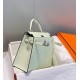 Miglior sito Replica Borsa Hermes Kelly 28cm verde chiaro Epsom hardware argento Imitazioni Outlet Online