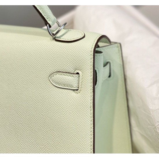 Miglior sito Replica Borsa Hermes Kelly 28cm verde chiaro Epsom hardware argento Imitazioni Outlet Online