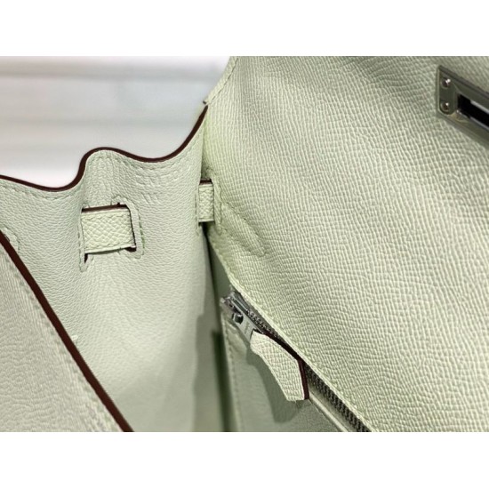 Miglior sito Replica Borsa Hermes Kelly 28cm verde chiaro Epsom hardware argento Imitazioni Outlet Online