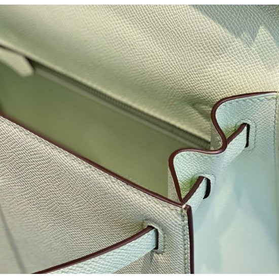 Miglior sito Replica Borsa Hermes Kelly 28cm verde chiaro Epsom hardware argento Imitazioni Outlet Online
