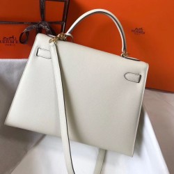 Miglior sito Replica Borsa Hermes Kelly 28cm/32cm Bianco Epsom hardware dorato Imitazioni Outlet Online