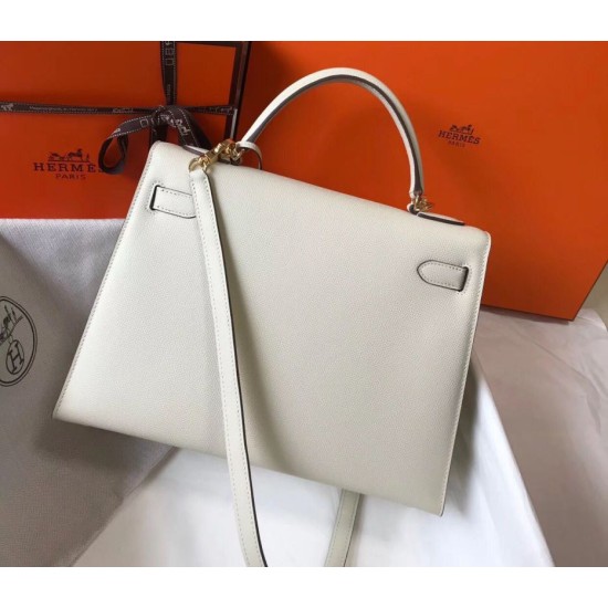 Miglior sito Replica Borsa Hermes Kelly 28cm/32cm Bianco Epsom hardware dorato Imitazioni Outlet Online