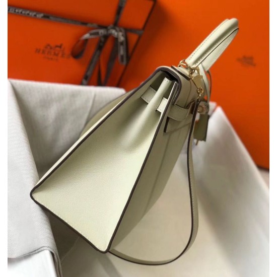 Miglior sito Replica Borsa Hermes Kelly 28cm/32cm Bianco Epsom hardware dorato Imitazioni Outlet Online