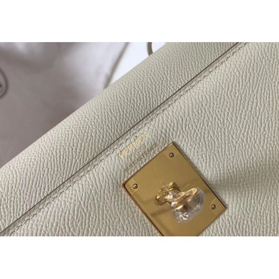 Miglior sito Replica Borsa Hermes Kelly 28cm/32cm Bianco Epsom hardware dorato Imitazioni Outlet Online