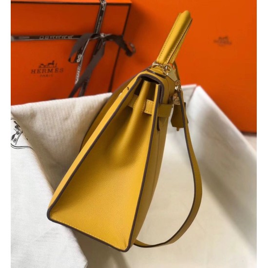 Miglior sito Replica Borsa Hermes Kelly 28cm/32cm Giallo Epsom hardware dorato Imitazioni Outlet Online