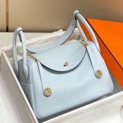 Miglior sito Replica Borsa Hermes Lindy 26 cm Blu con finiture dorate Imitazioni Outlet Online