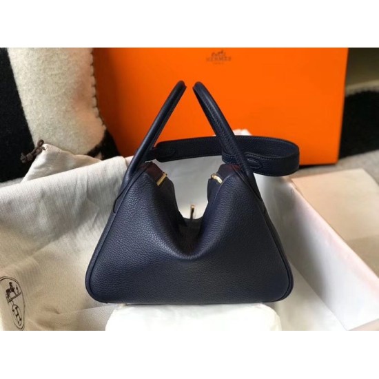 Miglior sito Replica Borsa Hermes Lindy 26 cm blu navy con finiture dorate Imitazioni Outlet Online