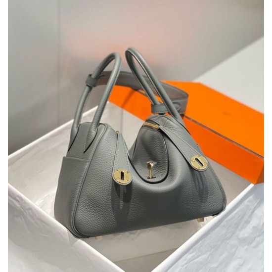 Miglior sito Replica Borsa Hermes Lindy 26 cm Gris Meyer con finiture dorate Imitazioni Outlet Online
