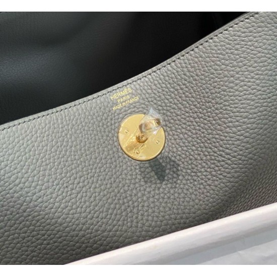 Miglior sito Replica Borsa Hermes Lindy 26 cm Gris Meyer con finiture dorate Imitazioni Outlet Online