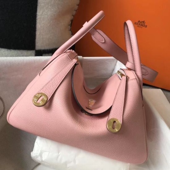 Miglior sito Replica Borsa Hermes Lindy 26 cm Rosa con finiture dorate Imitazioni Outlet Online