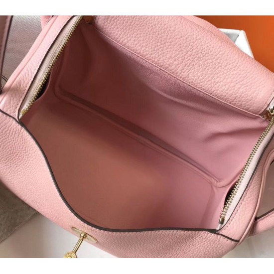 Miglior sito Replica Borsa Hermes Lindy 26 cm Rosa con finiture dorate Imitazioni Outlet Online