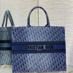 Perfette Qualità Repliche Borsa tote media Dior in jacquard blu denim obliquo Imitazione