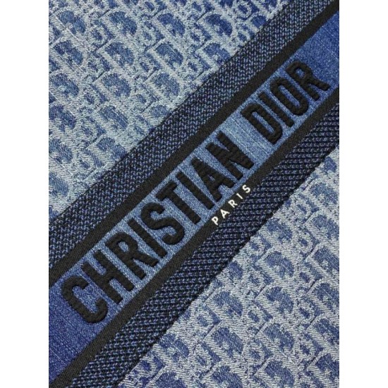 Perfette Qualità Repliche Borsa tote media Dior in jacquard blu denim obliquo Imitazione