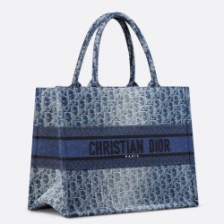 Perfette Qualità Repliche Borsa tote media Dior in jacquard blu denim obliquo Imitazione