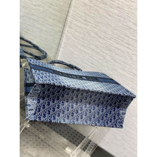 Perfette Qualità Repliche Borsa tote media Dior in jacquard blu denim obliquo Imitazione