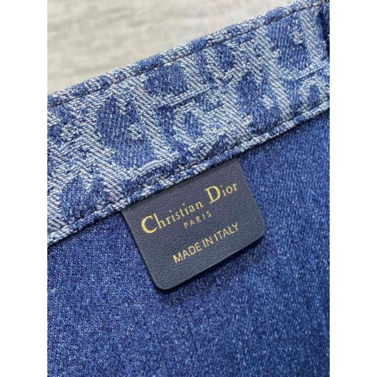 Perfette Qualità Repliche Borsa tote media Dior in jacquard blu denim obliquo Imitazione