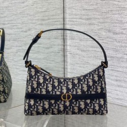 Replica perfetta Mini borsa Dior 30 Montaigne Cigale in jacquard blu obliquo Imitazione Outlet Online