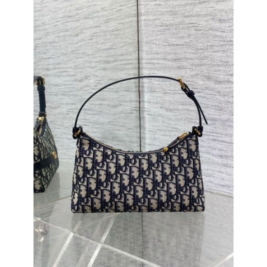Replica perfetta Mini borsa Dior 30 Montaigne Cigale in jacquard blu obliquo Imitazione Outlet Online