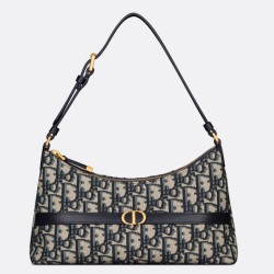 Replica perfetta Mini borsa Dior 30 Montaigne Cigale in jacquard blu obliquo Imitazione Outlet Online