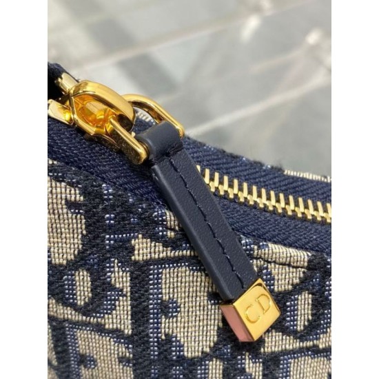 Replica perfetta Mini borsa Dior 30 Montaigne Cigale in jacquard blu obliquo Imitazione Outlet Online