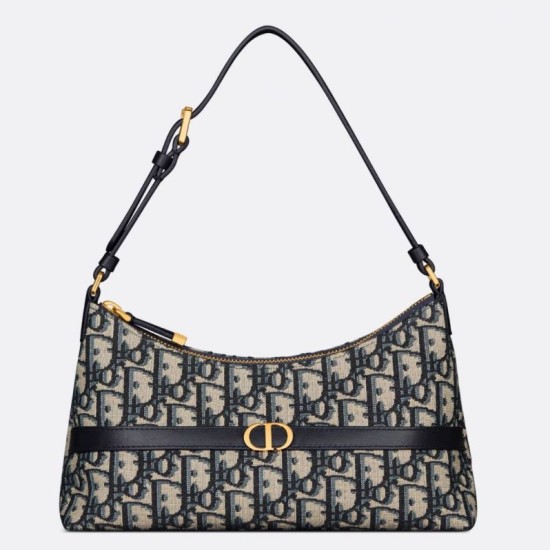 Replica perfetta Mini borsa Dior 30 Montaigne Cigale in jacquard blu obliquo Imitazione Outlet Online