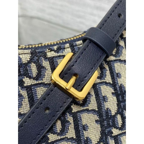 Replica perfetta Mini borsa Dior 30 Montaigne Cigale in jacquard blu obliquo Imitazione Outlet Online