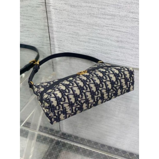 Replica perfetta Mini borsa Dior 30 Montaigne Cigale in jacquard blu obliquo Imitazione Outlet Online