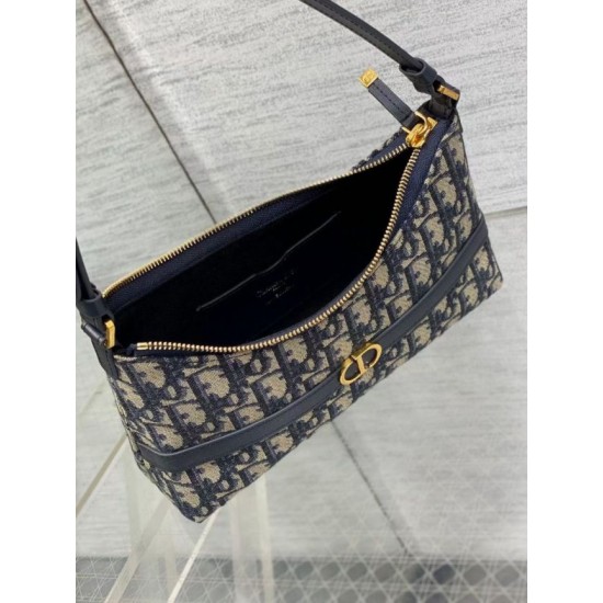 Replica perfetta Mini borsa Dior 30 Montaigne Cigale in jacquard blu obliquo Imitazione Outlet Online