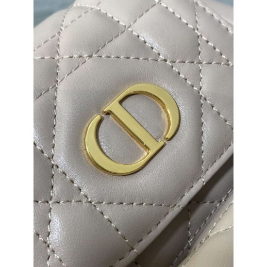 Migliore Repliche Zaino piccolo Dior Caro in Pelle di agnello beige Macrocannage Economiche Outlet Online