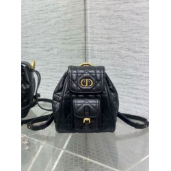 Migliore Repliche Zaino piccolo Dior Caro in pelle di agnello macrocannage nera Economiche Outlet Online
