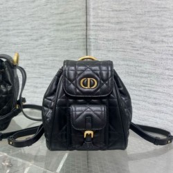 Migliore Repliche Zaino piccolo Dior Caro in pelle di agnello macrocannage nera Economiche Outlet Online