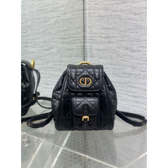 Migliore Repliche Zaino piccolo Dior Caro in pelle di agnello macrocannage nera Economiche Outlet Online