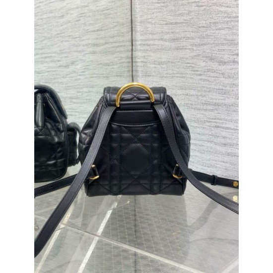 Migliore Repliche Zaino piccolo Dior Caro in pelle di agnello macrocannage nera Economiche Outlet Online