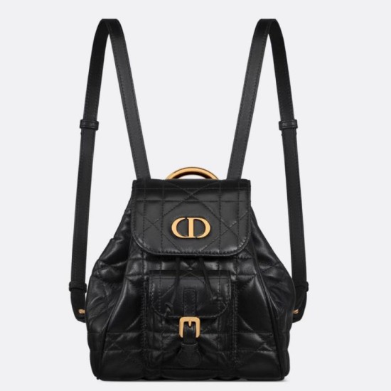Migliore Repliche Zaino piccolo Dior Caro in pelle di agnello macrocannage nera Economiche Outlet Online